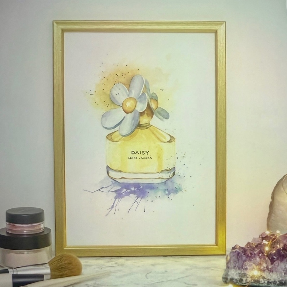 💛🆕 Daisy, Marc Jacobs, Painting, Fragrance Bottle Art,  Watercolor Print
